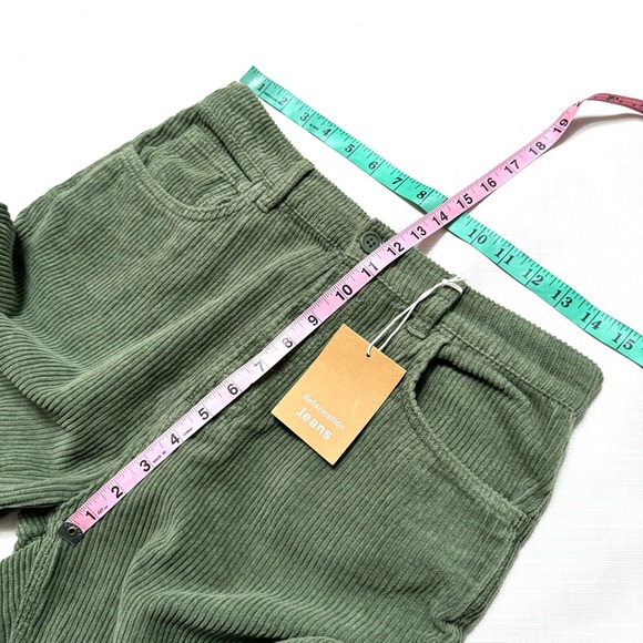 Reformation Sz 29 Cynthia Button Fly High Rise Straight Corduroy Pants Moss - Picture 4 of 5
